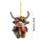 Christmas Highland Cow Ornaments, Funny Cartoon Acrylic Cow Pendants, Personalized Animal Themed Xmas Tree Home Decor