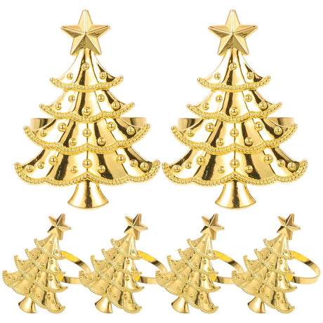 6Pcs Small Xmas Tree Napkin Rings Ornaments Xmas Napkin Buckles Christmas Serviette Buckles