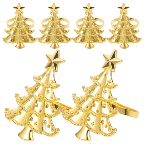 6Pcs Small Xmas Tree Napkin Rings Ornaments Xmas Napkin Buckles Christmas Serviette Buckles
