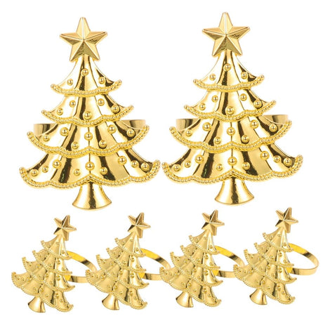 6Pcs Small Xmas Tree Napkin Rings Ornaments Xmas Napkin Buckles Christmas Serviette Buckles