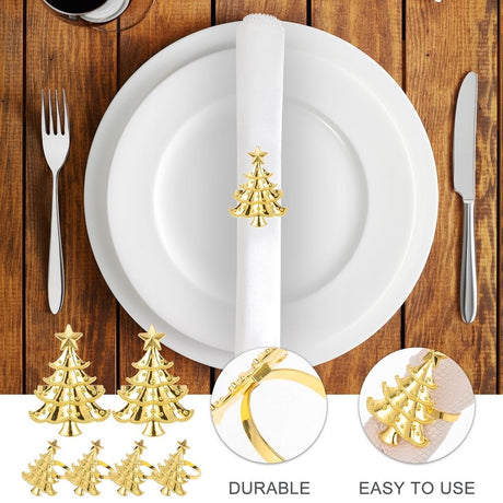 6Pcs Small Xmas Tree Napkin Rings Ornaments Xmas Napkin Buckles Christmas Serviette Buckles