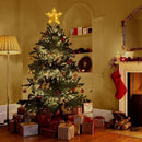 Christmas Tree Topper Star LED ligthts Tree Toppers Christmas Decorations,Gold Glittered Metal Christmas Tree Decorations for Home Party Holiday Winter Xmas Tree Bar Shop Office Decoration