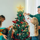 Christmas Tree Topper Star LED ligthts Tree Toppers Christmas Decorations,Gold Glittered Metal Christmas Tree Decorations for Home Party Holiday Winter Xmas Tree Bar Shop Office Decoration