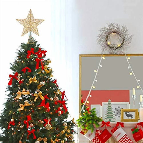 Christmas Tree Star Topper-Golden Xmas Tree Topper Star for Christmas Tree Decoration,25 x 30cm