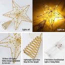 Christmas Tree Topper,10 LEDS 9.84 Inch Christmas Star Tree Topper with Lights Beads,Battery Operated Tree Toppers for Christmas Xmas Tree Holiday Party Decor,Gold Star Warm White