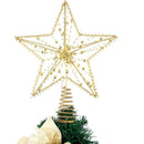 Christmas Tree Topper,10 LEDS 9.84 Inch Christmas Star Tree Topper with Lights Beads,Battery Operated Tree Toppers for Christmas Xmas Tree Holiday Party Decor,Gold Star Warm White