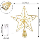 Christmas Tree Topper,10 LEDS 9.84 Inch Christmas Star Tree Topper with Lights Beads,Battery Operated Tree Toppers for Christmas Xmas Tree Holiday Party Decor,Gold Star Warm White