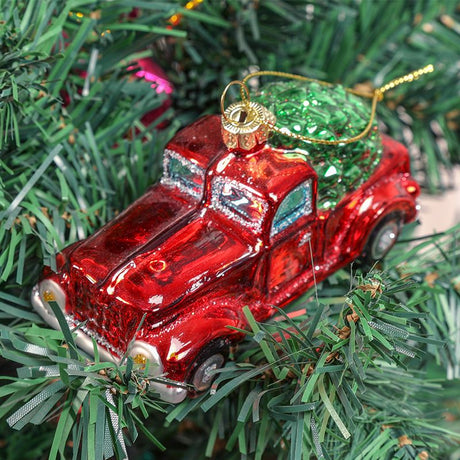1 pcsPickup Truck with Pine Tree Ornament Xmas Tree Ornament for Christmas Home Holiday Decor Gifts Red