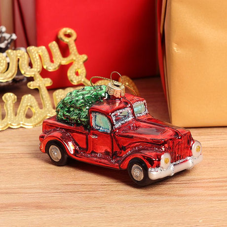 1 pcsPickup Truck with Pine Tree Ornament Xmas Tree Ornament for Christmas Home Holiday Decor Gifts Red