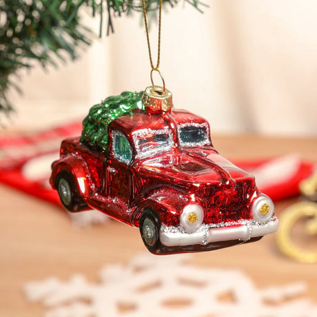 1 pcsPickup Truck with Pine Tree Ornament Xmas Tree Ornament for Christmas Home Holiday Decor Gifts Red