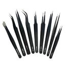 9Pcs ESD Tweezers Set Precision Tweezers Set ，Non-magnetic and Anti-Static Stainless Laboratory Work And Used for Beauty Etc
