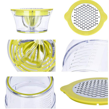 Citrus Lemon Orange Juicer Manual Hand Squeezer with Built-in Measuring Cup and Grater,space saving storage Green