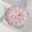 Jewelry Dish Lotus Leaf Shape Ring Holder Trinket Tray Key Bowl Ceramic Decorative Plate(Petals-Pink)