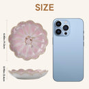 Jewelry Dish Lotus Leaf Shape Ring Holder Trinket Tray Key Bowl Ceramic Decorative Plate(Petals-Pink)