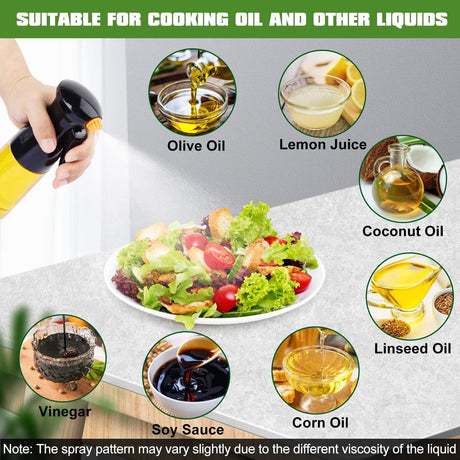 Oil Sprayer for Cooking, Upgraded Olive Oil Sprayer Bottle, Air Fryer  Vinegar Spritzer, Kitchen Gadgets Roasting (Black)