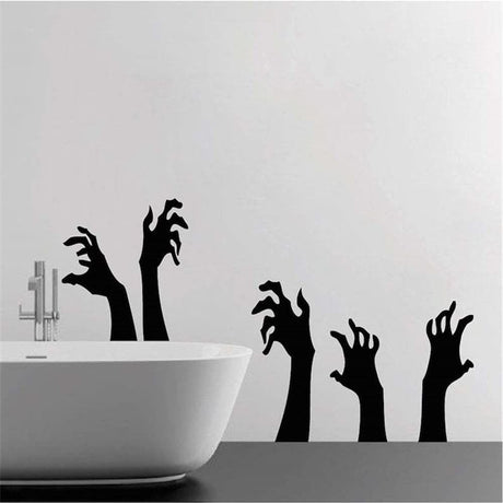 Halloween Wall Sticker Horrible Halloween Ghost Hand Wall Decal Removable Shadowy Figure Glass Window Wall Stickers Decor