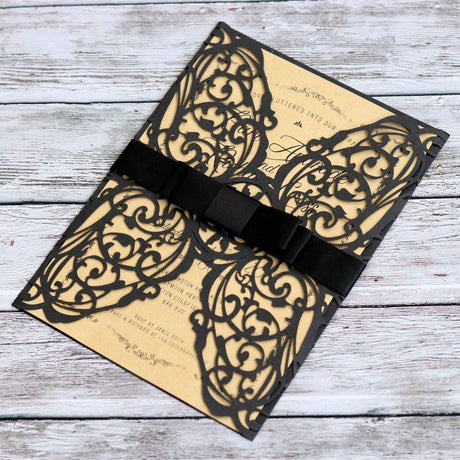 2Pcs Party Invitations, Halloween Cards Laser Cut Invitation Cards Black Hollow Invitations Kits Halloween Design Cards