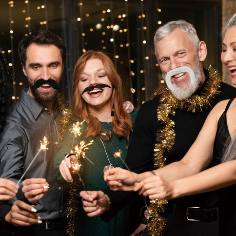 48 PCS Halloween Fake Mustaches, Self-Adhesive Novelty Fake Beard for Halloween,Christmas Masquerade Party Costume Accessory