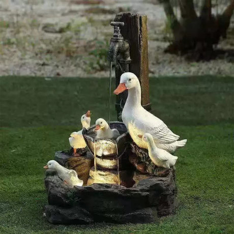 Squirrel/Duck Solar Powered Water Feature Outdoor/Indoor Sculpture, Waterscape Fountain Statue Garden Water Fountain