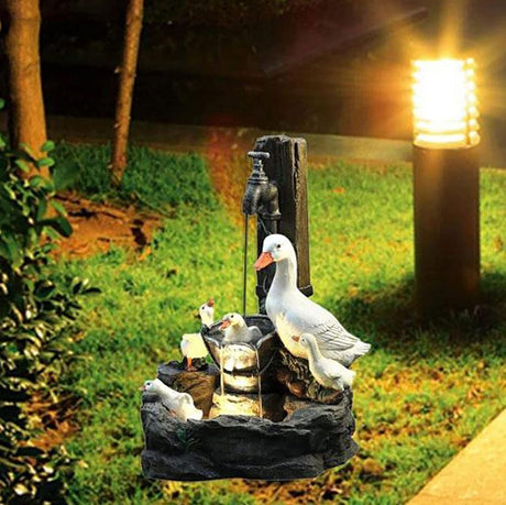 Squirrel/Duck Solar Powered Water Feature Outdoor/Indoor Sculpture, Waterscape Fountain Statue Garden Water Fountain