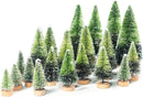 40PCS Mini Christmas Trees, 5 Sizes Artificial Sisal Trees Bottle Brush Xmas Trees with Wooden Base for Xmas Winter Home Table Decoration