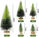 40PCS Mini Christmas Trees, 5 Sizes Artificial Sisal Trees Bottle Brush Xmas Trees with Wooden Base for Xmas Winter Home Table Decoration