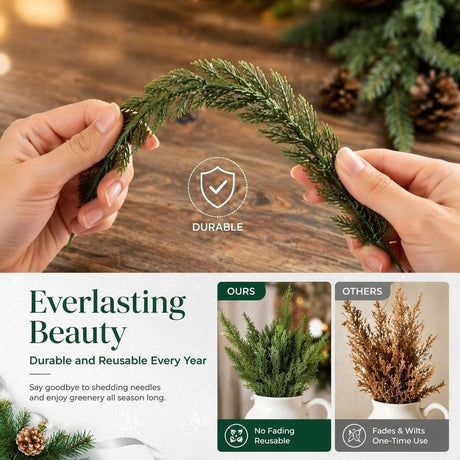 20Pcs Artificial Pine Branches, 12