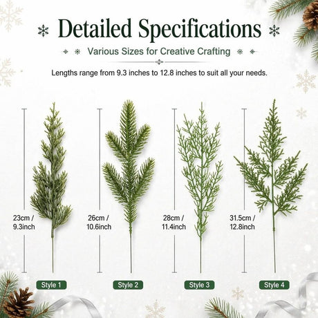 20Pcs Artificial Pine Branches, 12