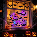 36-Pack Halloween Bat Decorations with LED Lights for Indoor Outdoor Halloween Party Garage Decor (black)