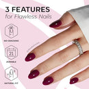 Press-On Nails Kit: Oval Shaped False Nails For DIY Manicure, Self Nail Art At Home, Quick Salon Results (Wine Red)