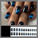 Starry Galaxy Press-On Nails for Parties, Daily Wear, and Special Occasions (Black)