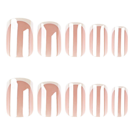 Press-on Nails for Daily Wear, Events, & DIY Manicures, Reusable & Easy to Apply At Home (Nude pink and metallic silver-white)