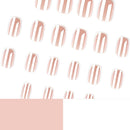 Press-on Nails for Daily Wear, Events, & DIY Manicures, Reusable & Easy to Apply At Home (Nude pink and metallic silver-white)