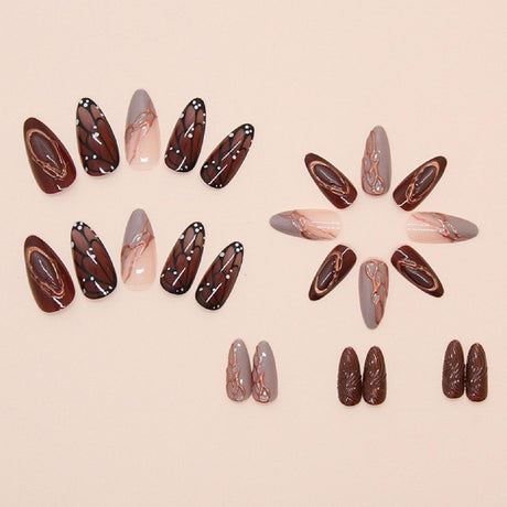 Reusable Press-On Nails for Daily Wear, Parties, and Special Occasions (Brown)