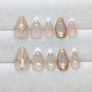 Luxury Almond Press-On Nails For Women, Ideal For Daily Wear & Special Occasions (rose gold)