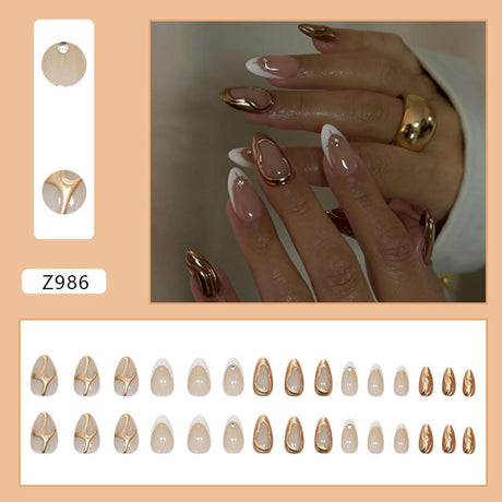 Luxury Almond Press-On Nails For Women, Ideal For Daily Wear & Special Occasions (rose gold)