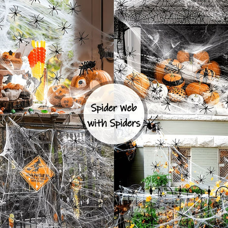 Spider Web Decor Halloween Spider Web Black Spiders Halloween Decorations - White - Size 01