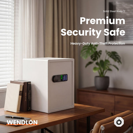 Wendlon White Touch Screen Safe Box with Electronic password, Backlit Keypad, LED Light, Anti-Rust & Anti-Theft, Home/Office, 2.04 Cubic Feet,33×35×50 cm