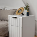 PORTO BEDSIDE TABLE - WHITE - FLUTED - PULL BLACK