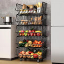 CARLA HOME Metal 5-Tier Rolling Vegetable and Fruit Basket Cart Stand for Kitchen