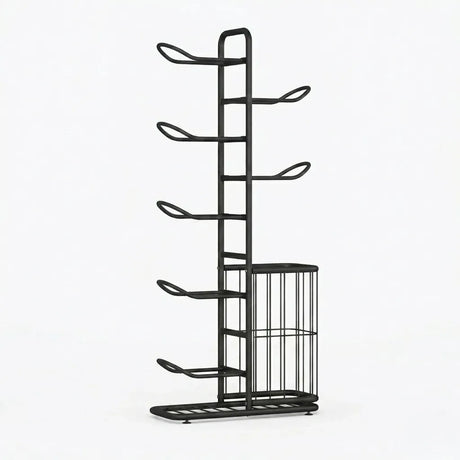 CARLA HOME 7 Tier Ball Storage Rack - Sports Organiser - Black - Basketball Storage Rack