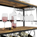 CARLA HOME Large Wine Rack with Glass Holder, Metal Designed Bottle Holder and Wood Countertop for Wine & Champagne