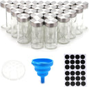 CARLA HOME 24 Glass Spice Jars with Lids, Shaker Tops, 180 Spice Labels, White Pen & Funnel for Kitchen Organization, Spice Rack, Seasoning & Herb Storage