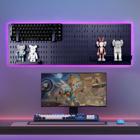 CARLA HOME Pegboard Wall Organizer Kit with 3 Modular Black Panels & 17 Accessories for Gaming, Office & Craft Storage