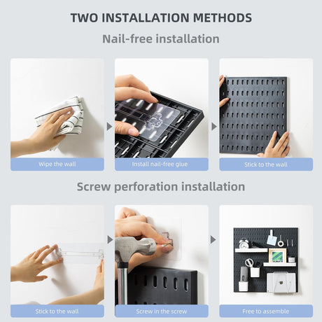 CARLA HOME Pegboard Wall Organizer Kit with 4 Modular Black Pegboards & 19 Accessories for Gaming, Office & Craft Storage (Black)