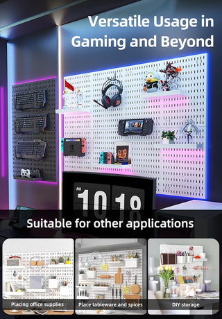 CARLA HOME Pegboard Wall Organizer Kit with 4 Modular Black Pegboards & 19 Accessories for Gaming, Office & Craft Storage (White)