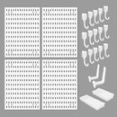 CARLA HOME Pegboard Wall Organizer Kit with 4 Modular Black Pegboards & 19 Accessories for Gaming, Office & Craft Storage (White)