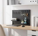 CARLA HOME 2 Pack Desk Pegboard Organizer Kit  with Hooks, Tray & Mount Ideal for Office, Gaming Setup & Home Workspace Organization (Black)