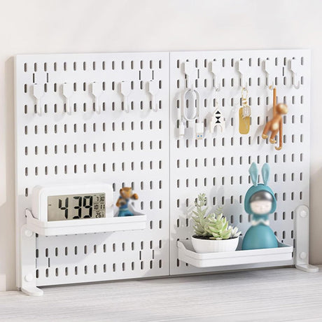CARLA HOME 2 Pack Desk Pegboard Organizer Kit  with Hooks, Tray & Mount Ideal for Office, Gaming Setup & Home Workspace Organization (White)