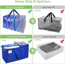 CARLA HOME 6-Pack Large Moving Storage Bags with Zippers & Handles with 95 Liters Capacity for Space Saving, Travel, Camping & Organization (Blue)